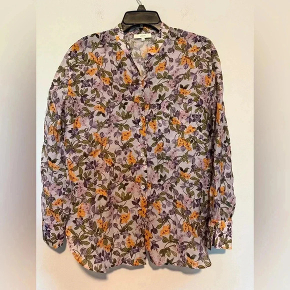 Vince Wisteria Vine Button-Up Womens Blouse Floral Size XS - Picture 2 of 6
